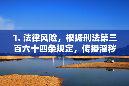 1. 法律风险，根据刑法第三百六十四条规定，传播淫秽物品可处二年以下有期徒刑、拘役或管制；情节严重的，处二年以上十年以下有期徒刑。组织播放淫秽影片的，将从重处罚，传播淫秽物品的法律风险与刑法处罚