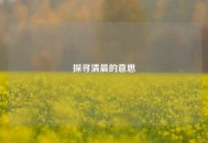 探寻清晨的意思