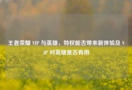 王者荣耀 VIP 与英雄，特权能否带来新体验及 VIP 对英雄是否有用