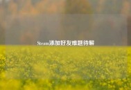 Steam添加好友难题待解