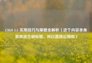 CSGO 1v1 实用技巧与策略全解析（这个内容本身就很适合做标题，所以直接沿用啦）