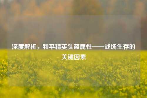 深度解析，和平精英头盔属性——战场生存的关键因素