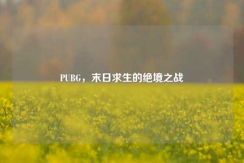 PUBG，末日求生的绝境之战