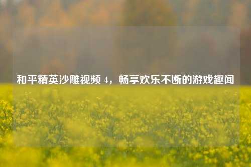 和平精英沙雕视频 4，畅享欢乐不断的游戏趣闻