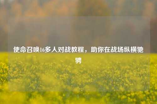 使命召唤16多人对战教程，助你在战场纵横驰骋