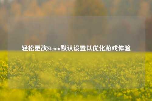 轻松更改Steam默认设置以优化游戏体验