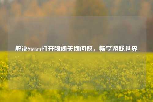 解决Steam打开瞬间关闭问题，畅享游戏世界