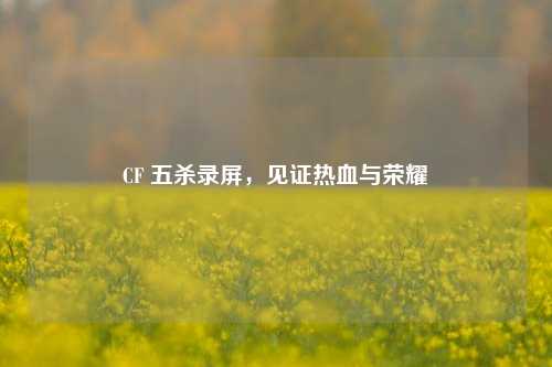 CF 五杀录屏，见证热血与荣耀
