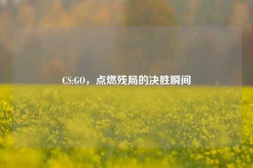 CS:GO，点燃残局的决胜瞬间