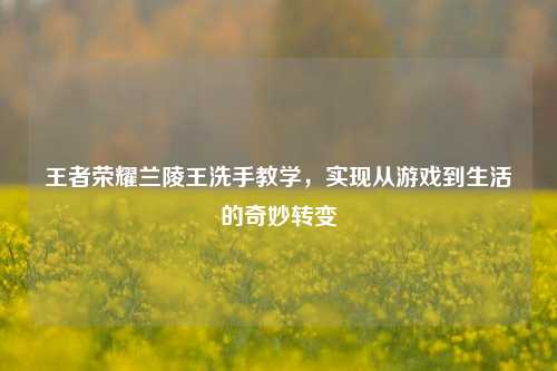 王者荣耀兰陵王洗手教学,实现从游戏到生活的奇妙转变