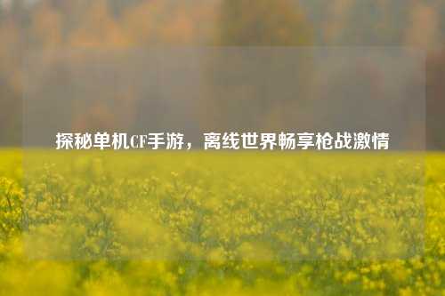 探秘单机CF手游,离线世界畅享枪战激情