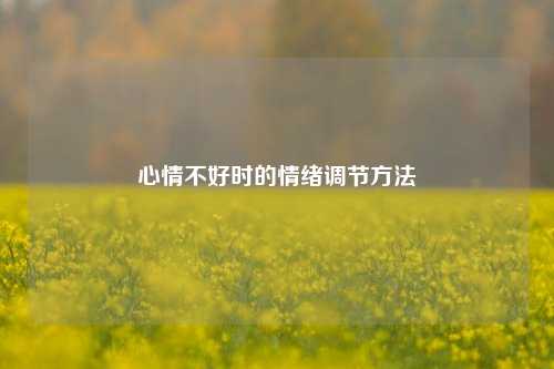心情不好时的情绪调节 ***