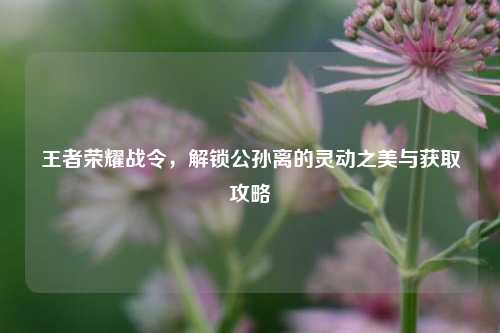 王者荣耀战令,解锁公孙离的灵动之美与获取攻略