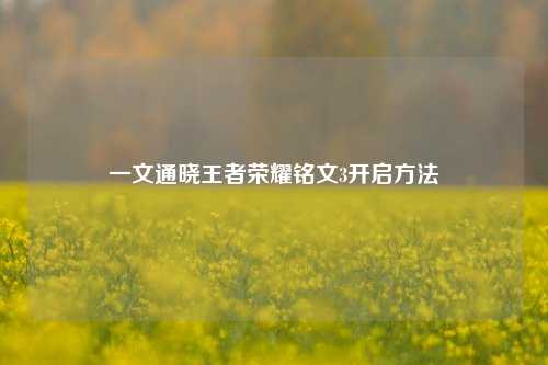 一文通晓王者荣耀铭文3开启 ***