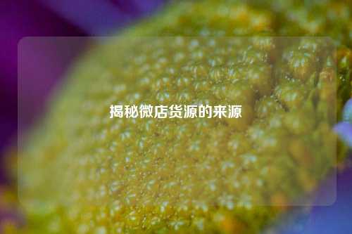 揭秘 *** 货源的来源