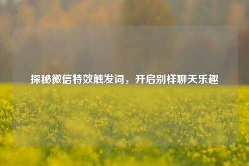 探秘微信特效触发词,开启别样聊天乐趣