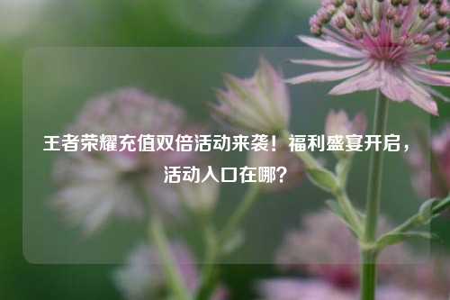 王者荣耀充值双倍活动来袭!福利盛宴开启,活动入口在哪?