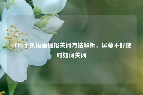OPPO手机语音播报关闭 *** 解析,屏幕不好使时如何关闭