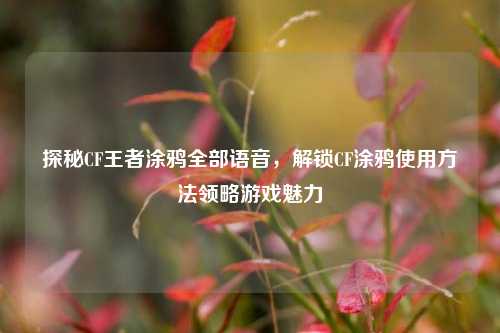 探秘CF王者涂鸦全部语音,解锁CF涂鸦使用 *** 领略游戏魅力
