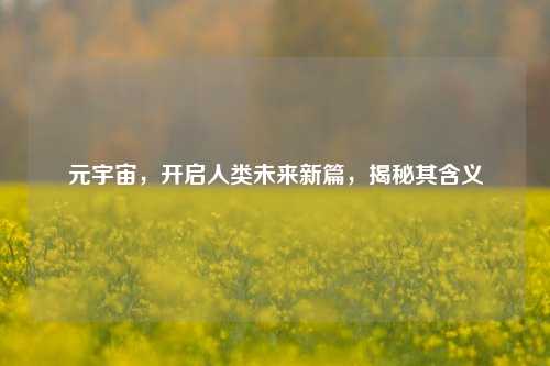 元宇宙,开启人类未来新篇,揭秘其含义