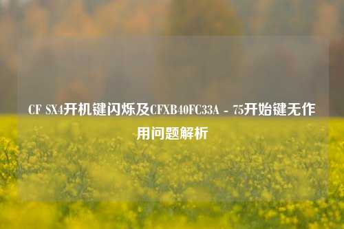 CF SX4开机键闪烁及CFXB40FC33A - 75开始键无作用问题解析