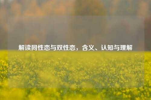 解读同性恋与双性恋,含义、认知与理解