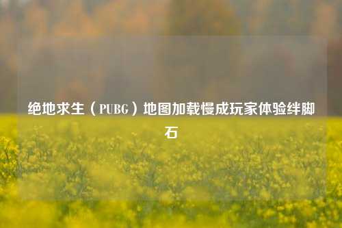 绝地求生(PUBG)地图加载慢成玩家体验绊脚石