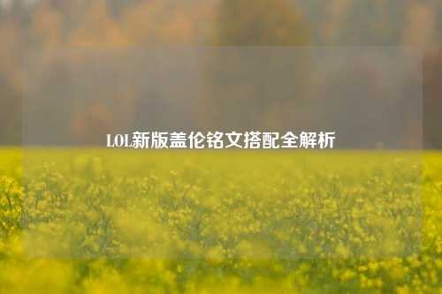 LOL新版盖伦铭文搭配全解析