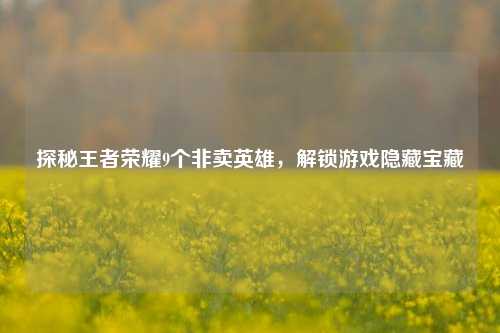 探秘王者荣耀9个非卖英雄,解锁游戏隐藏宝藏