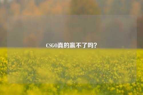 CSGO真的赢不了吗?