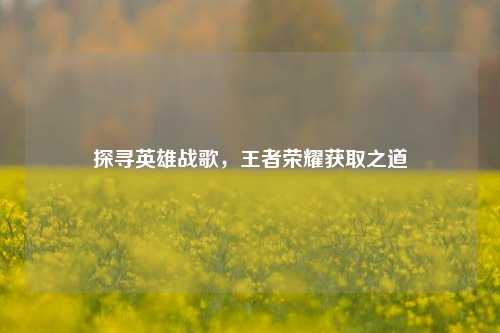 探寻英雄战歌,王者荣耀获取之道