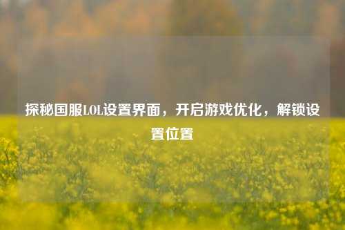 探秘国服LOL设置界面,开启游戏优化,解锁设置位置