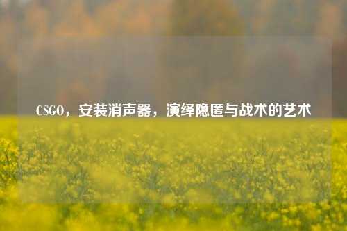 CSGO,安装消声器,演绎隐匿与战术的艺术