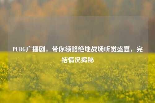 PUBG广播剧,带你领略绝地战场听觉盛宴,完结情况揭秘