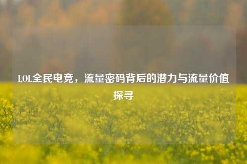 LOL全民电竞,流量密码背后的潜力与流量价值探寻