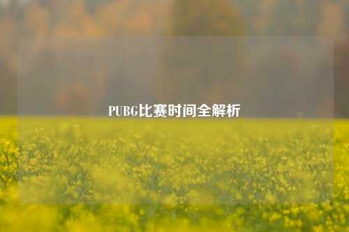 PUBG比赛时间全解析