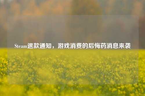 Steam退款通知，游戏消费的后悔药消息来袭